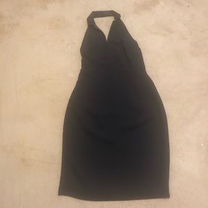 Black tuxedo halter dress